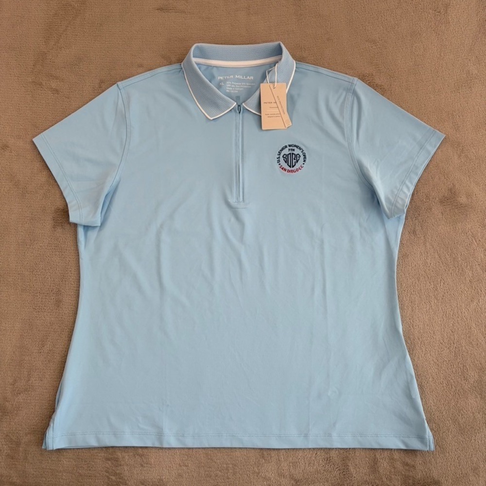 Peter‎ Millar x San Diego CC US Open Keswick Zip Polo Shirt XL Blue NWT $110